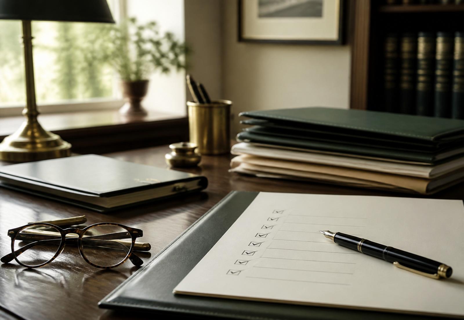 Prepared seller documents, checklist, and pen on a desk